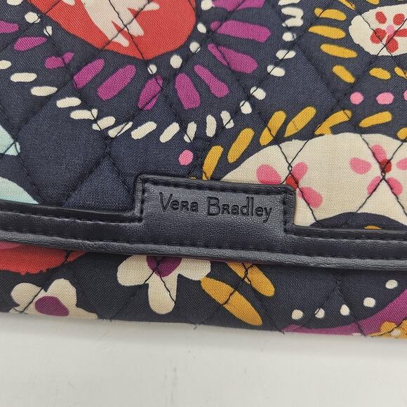 Vera Bradley Wristlet Wallet Womens Black Multicolor Paisley Quilted Zip Snap - Picture 2 of 11